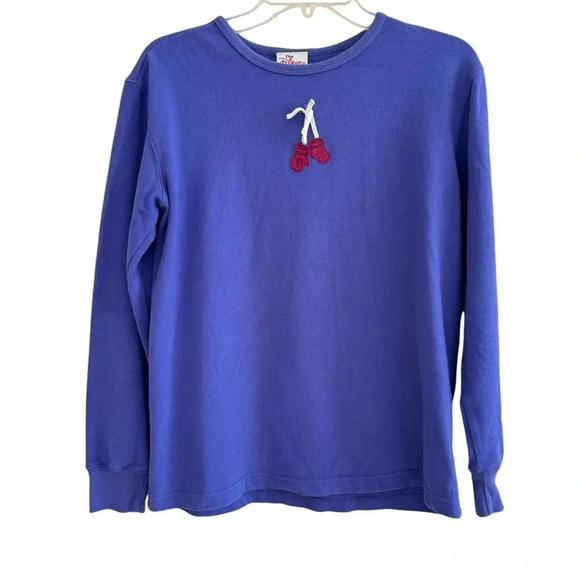 VTG Disney Store Purple Long Sleeve Top Winnie The Pooh Embroidered Mittens M - Picture 1 of 11